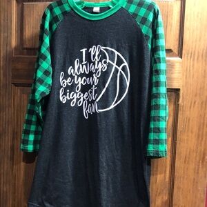 Green and Black Plaid Basketball Shirt